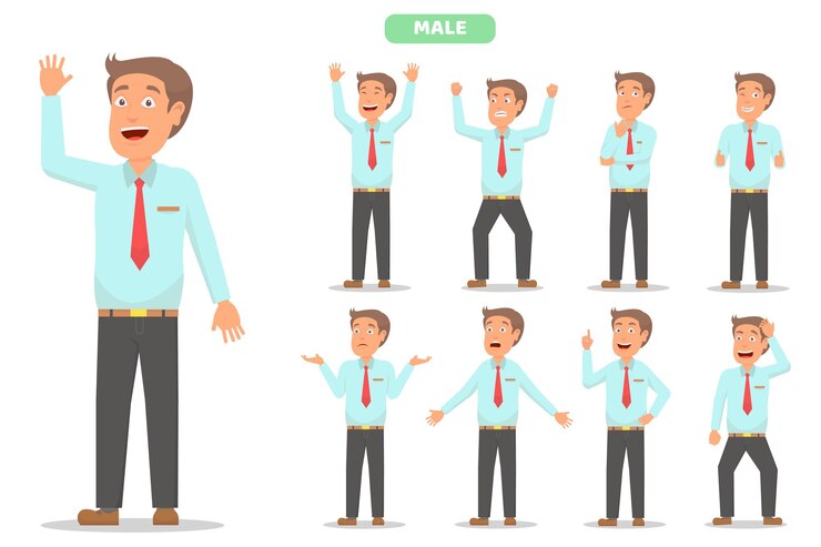 Businessman cartoon character set ,with various expression and pose illustration