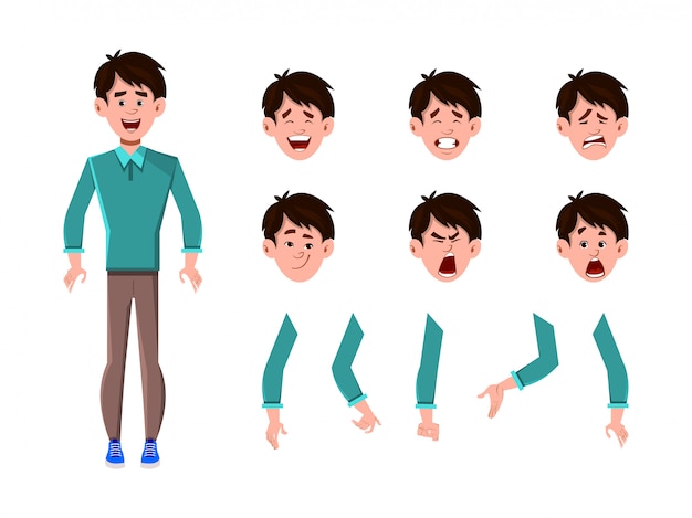 Businessman cartoon character set for your animation, design or motion with different facial