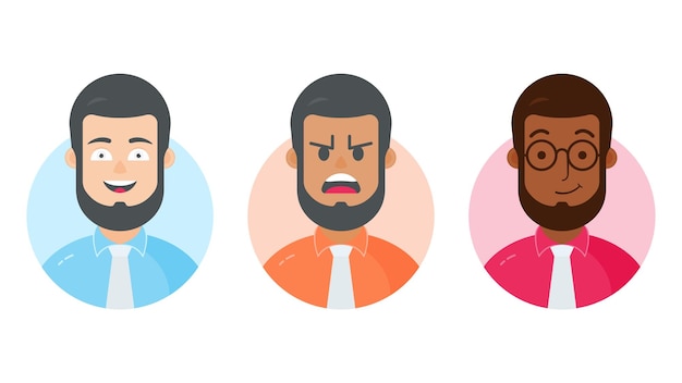 Businessman cartoon characters with different facial expressions