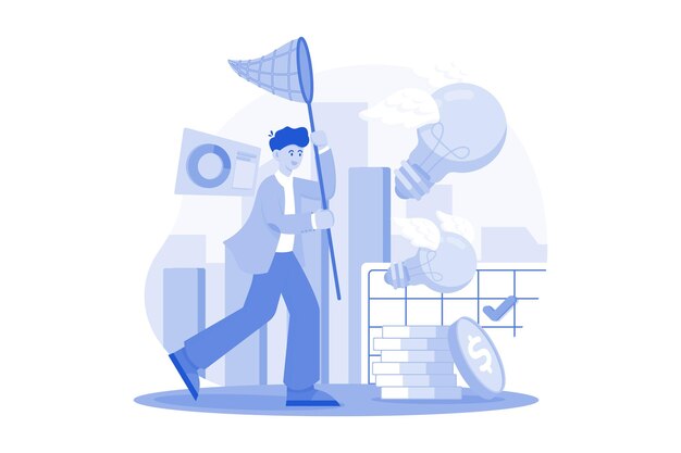 businessman catching business idea