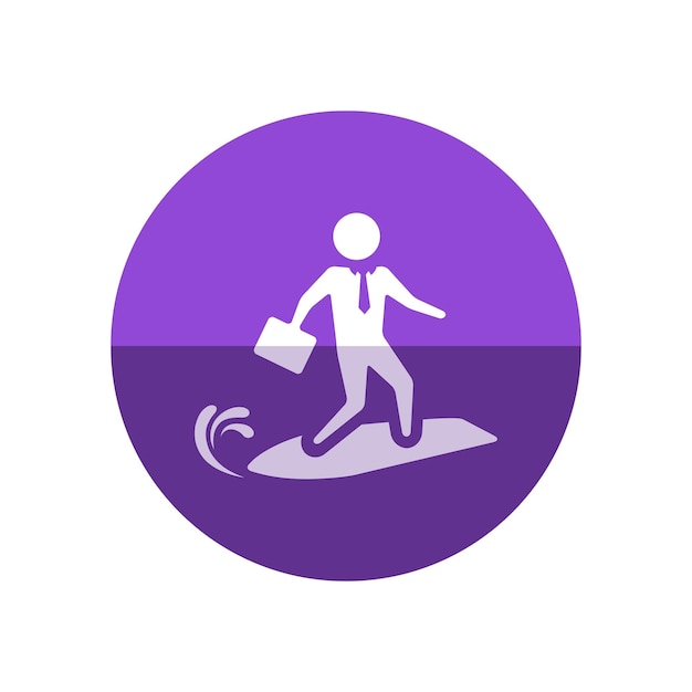 Vector businessman challenge icon in flat color circle style extreme business adrenaline