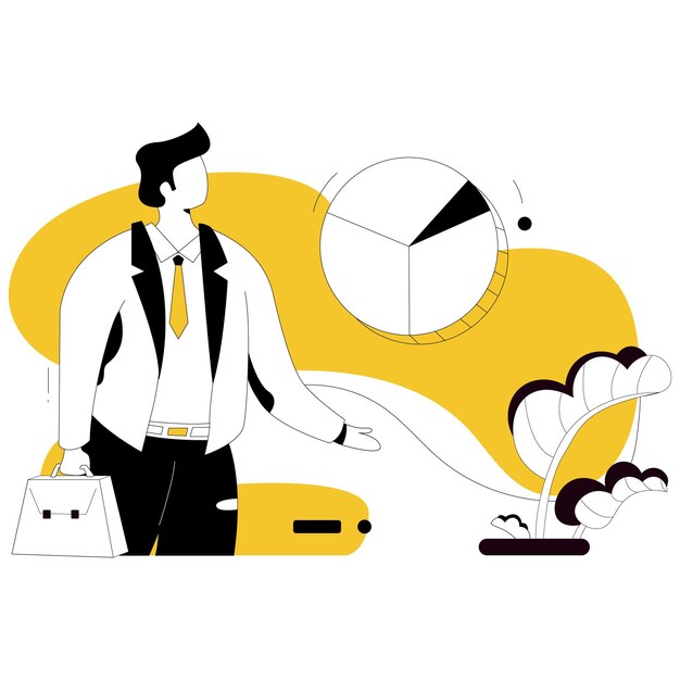 Businessman and chart flat style illustration