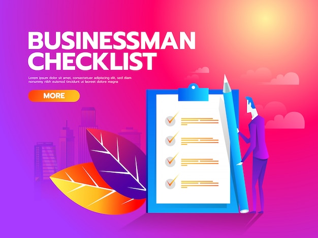 Businessman checklist on the clipboard. concept business illustration