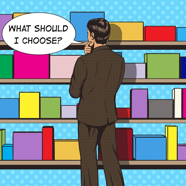 Vector businessman chooses pop art style vector