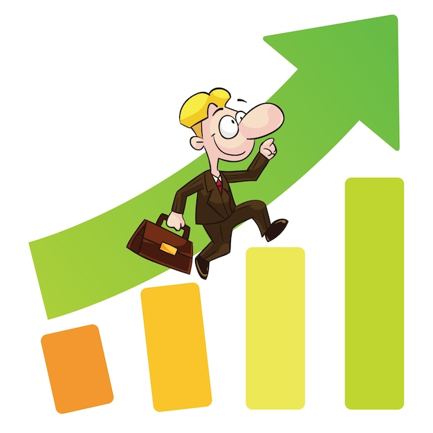 Businessman climbing on the chart