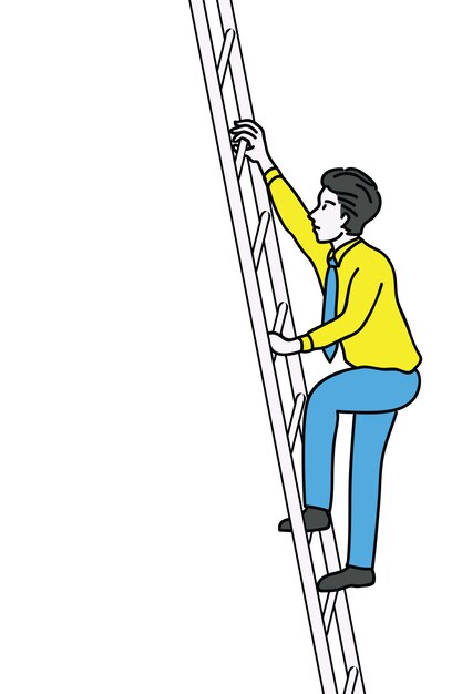 Vector businessman climbing ladder