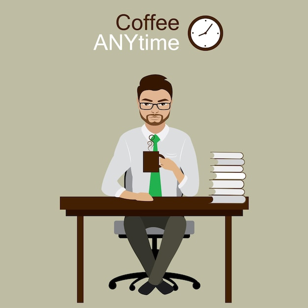 Businessman on coffee break stock vector illustration