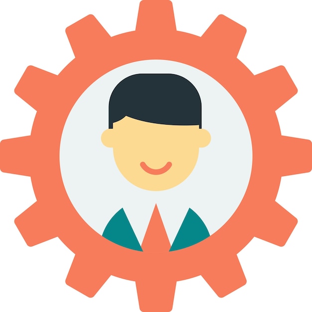 Businessman and cog illustration in minimal style