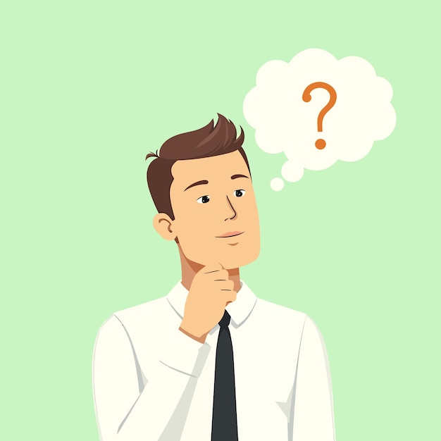 Businessman Contemplates a Question Mark