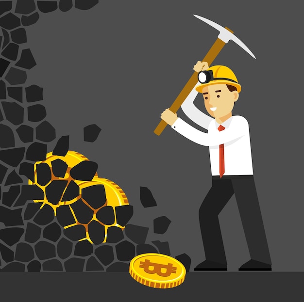 Businessman Cryptocurrency Bitcoin Mining Concept