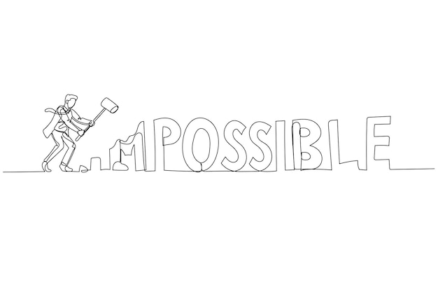 Vector businessman destry impossible make it to possible concept of optimism