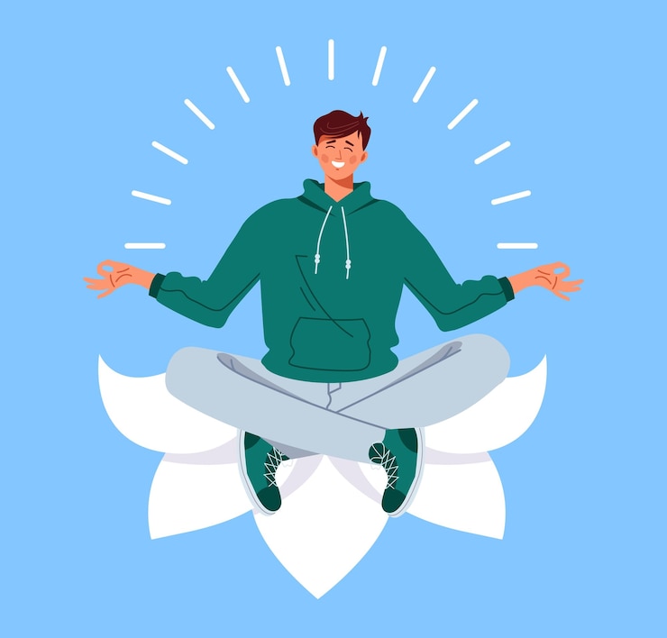 Vector businessman doing yoga flat illustration
