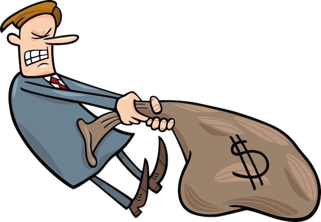 Businessman draging sack with money