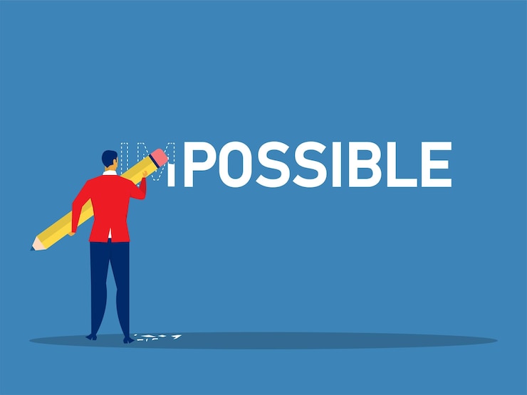वेक्टर businessman erase text impossible to possible, positivity think