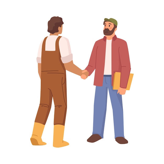 Businessman and farmer shaking hands vector