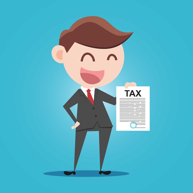 Vector businessman filling out tax information