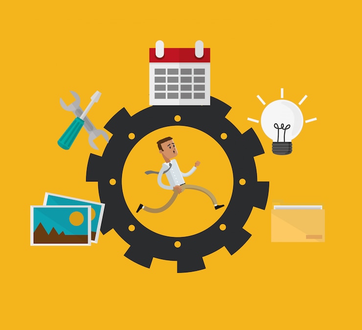 Vector businessman and gear icons image 