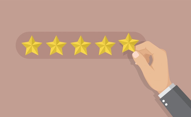 Businessman giving five star rating for feedback