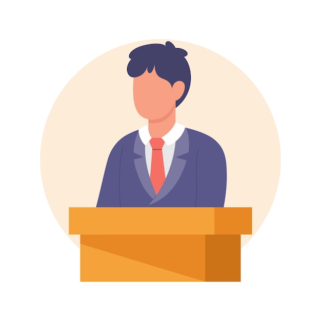 businessman giving a talk on the podium