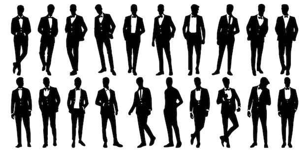 Vector businessman groom silhouette fashion man silhouette