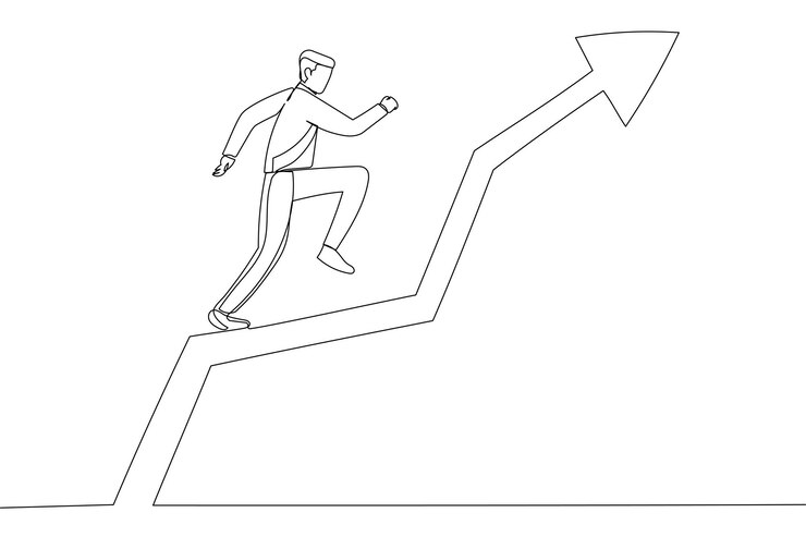 Vector businessman growth balance success business opportunities concept continuous line art