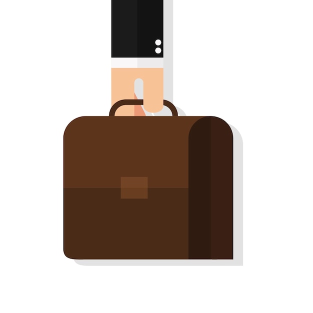 Vector businessman hand holding briefcase