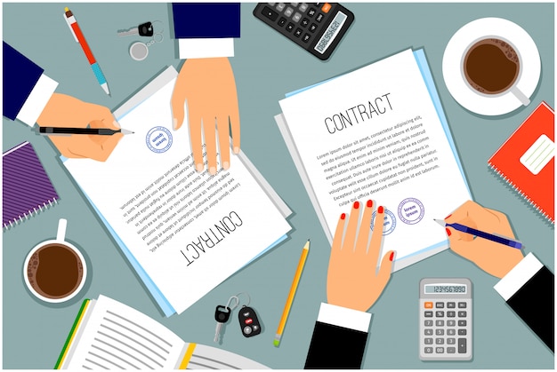 Businessman hands signing documents