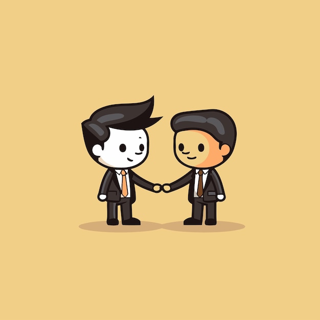 Businessman handshaking with another businessman business concept illustration