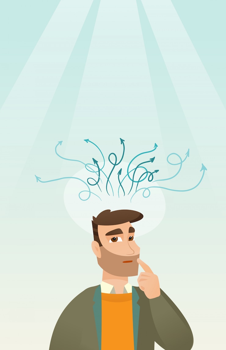 Vector businessman having business idea.