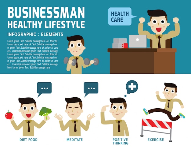 Businessman healthy lifestyle illustration