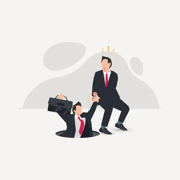 Businessman helping another businessman Help each other in business concept illustration