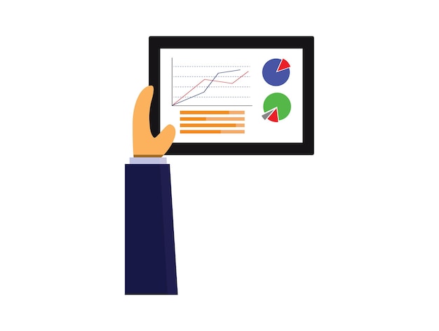 Businessman hold tablet with Business graph vector illustration