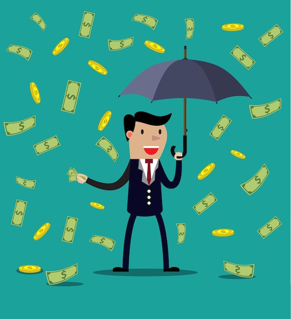 Businessman hold umbrella