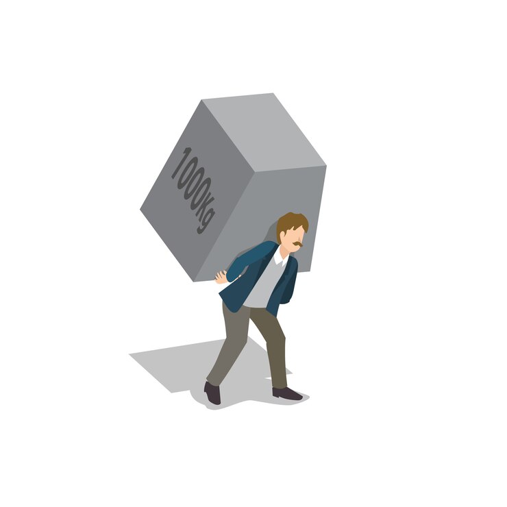 Vector businessman holding a ballast