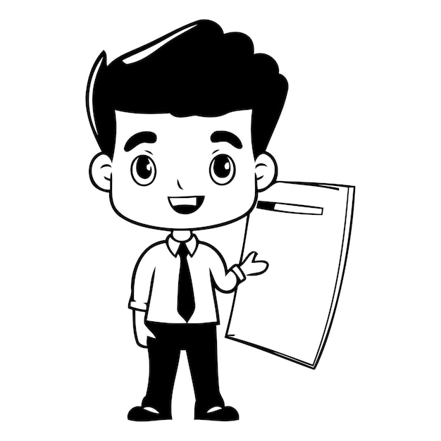 ベクトル チェックリスト付きのクリップボードを握っているビジネスマン ベクトルフラット漫画キャラクターイラスト