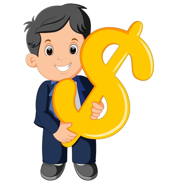 businessman holding dollar sign