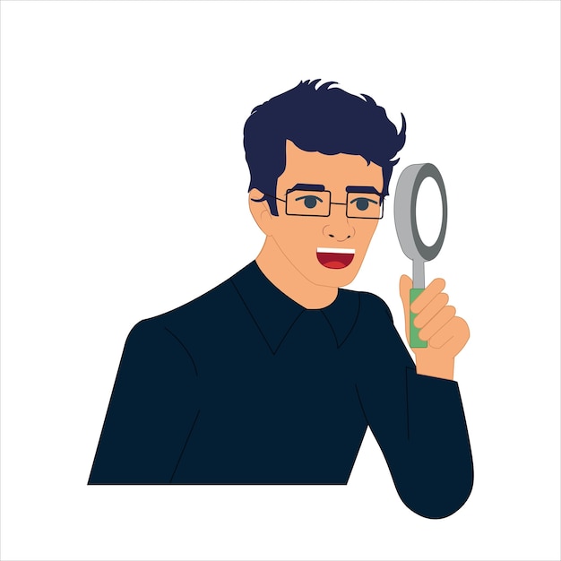 Businessman holding a Magnifying Glass Young Boy with a magnifying glass Businessman Character