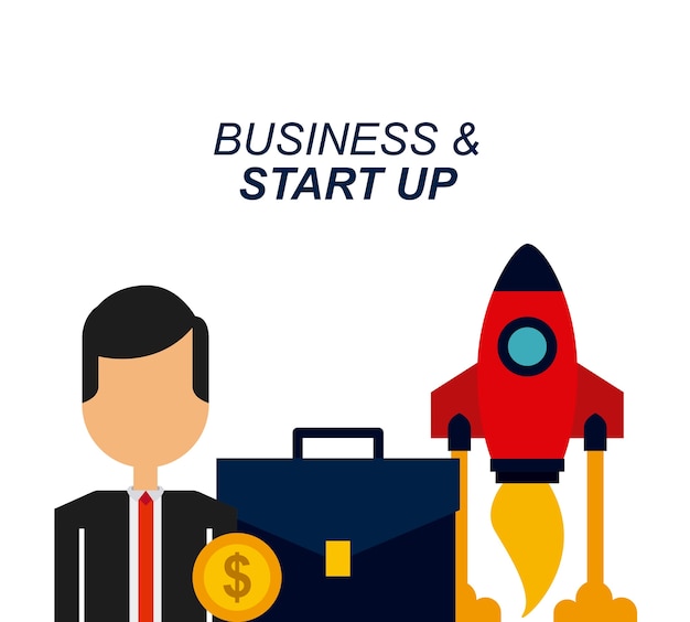 Uomo d'affari e icone del business e start up concetto