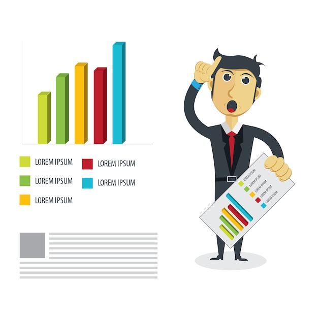 Vector businessman illustration presenting successful business