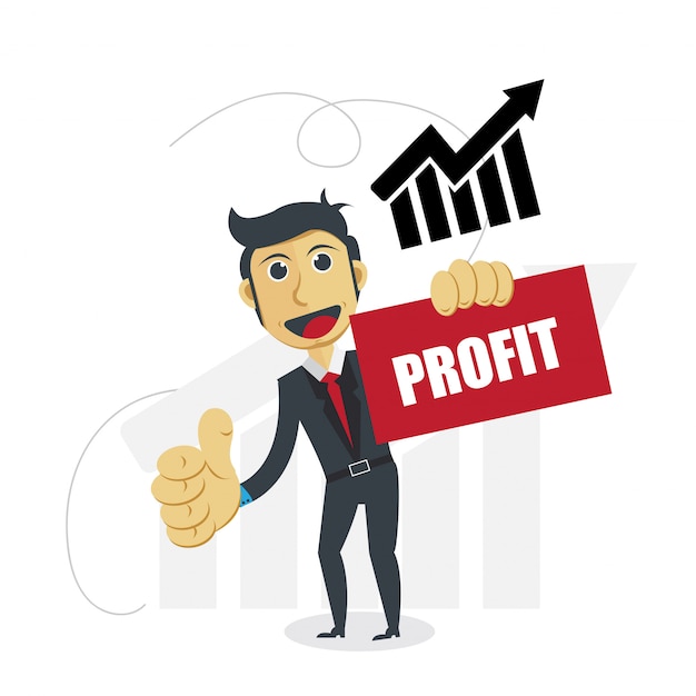 Businessman Illustration with Profit Progress Concept.