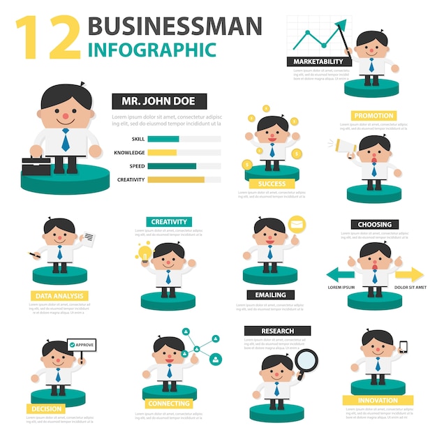 Vector businessman infographic cartoon