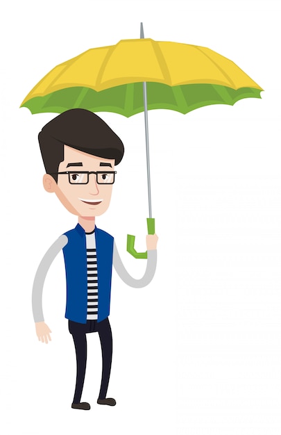 Businessman insurance agent with umbrella.