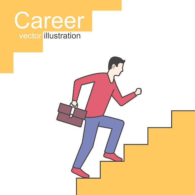 Businessman is climbing career ladder vector