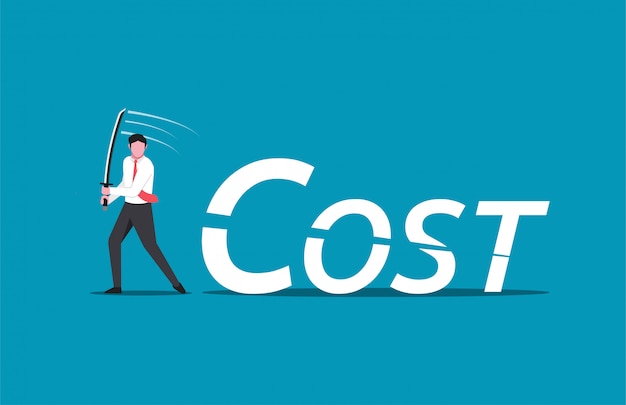 Businessman is cutting the word cost.