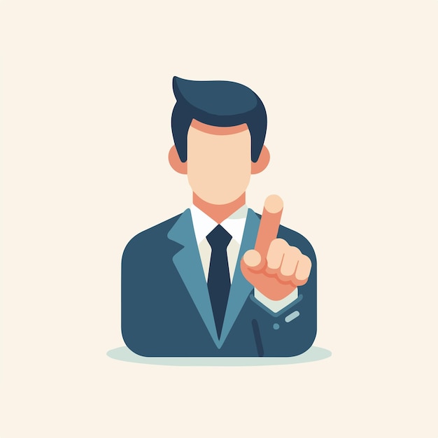 Vector businessman is pointing to the side with a flat design style