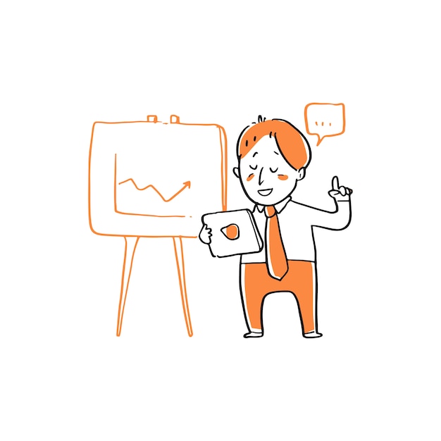 Businessman is presenting illustration