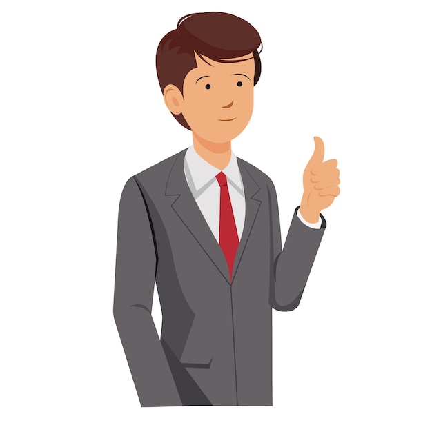 Vector businessman is presenting thumbs up people icons