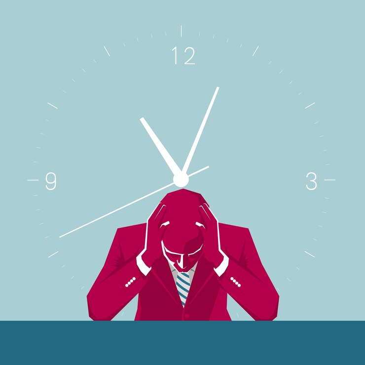 The businessman is thinking. Isolated on blue background.