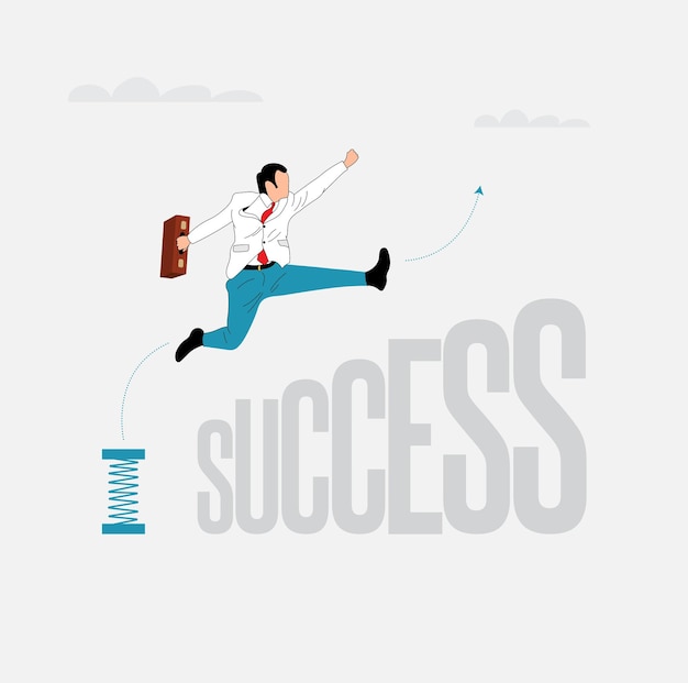 Businessman jump over success concept vector.