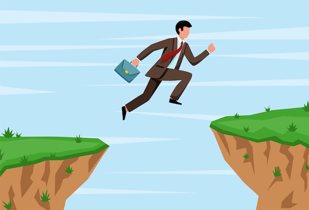 Businessman jumps